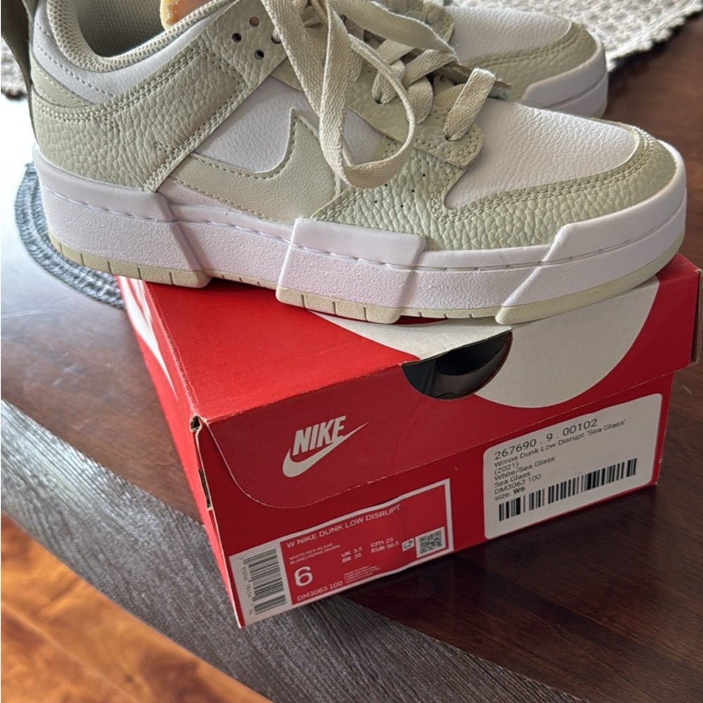 Nike Cream and White Sneakers with Modern Retro Design Nike Dunk womens size 6